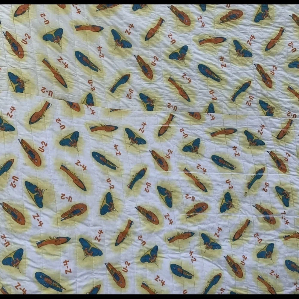 Handmade Vintage German Submarine Blanket Kids Z-4 U-2 Uboat Quilt